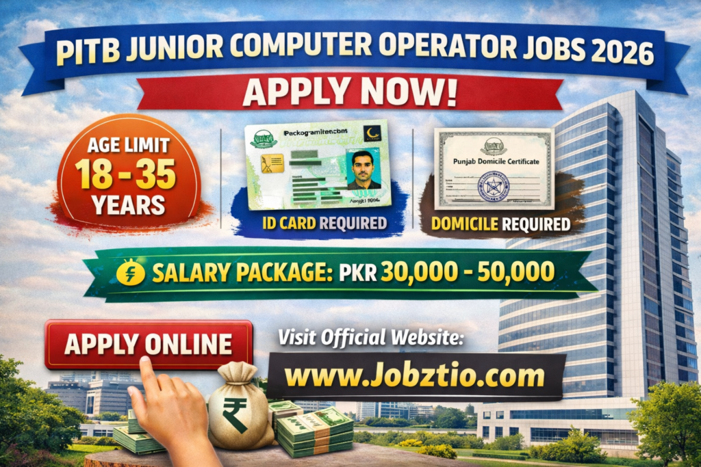 Latest PITB Junior Computer Operator Jobs 2026 – Apply Online for Government IT Careers